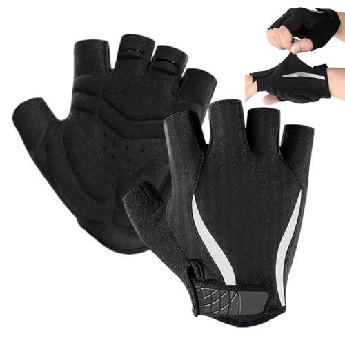 Guantes de ciclismo | Guantes protectores de medio dedo, guantes reflectantes, guantes transpirables que absorben los golpes para conducir, ciclismo, correr