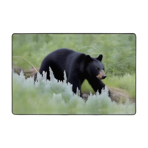 Tapis de sol flanelle ours noir absorbant doux 182x121cm - 2