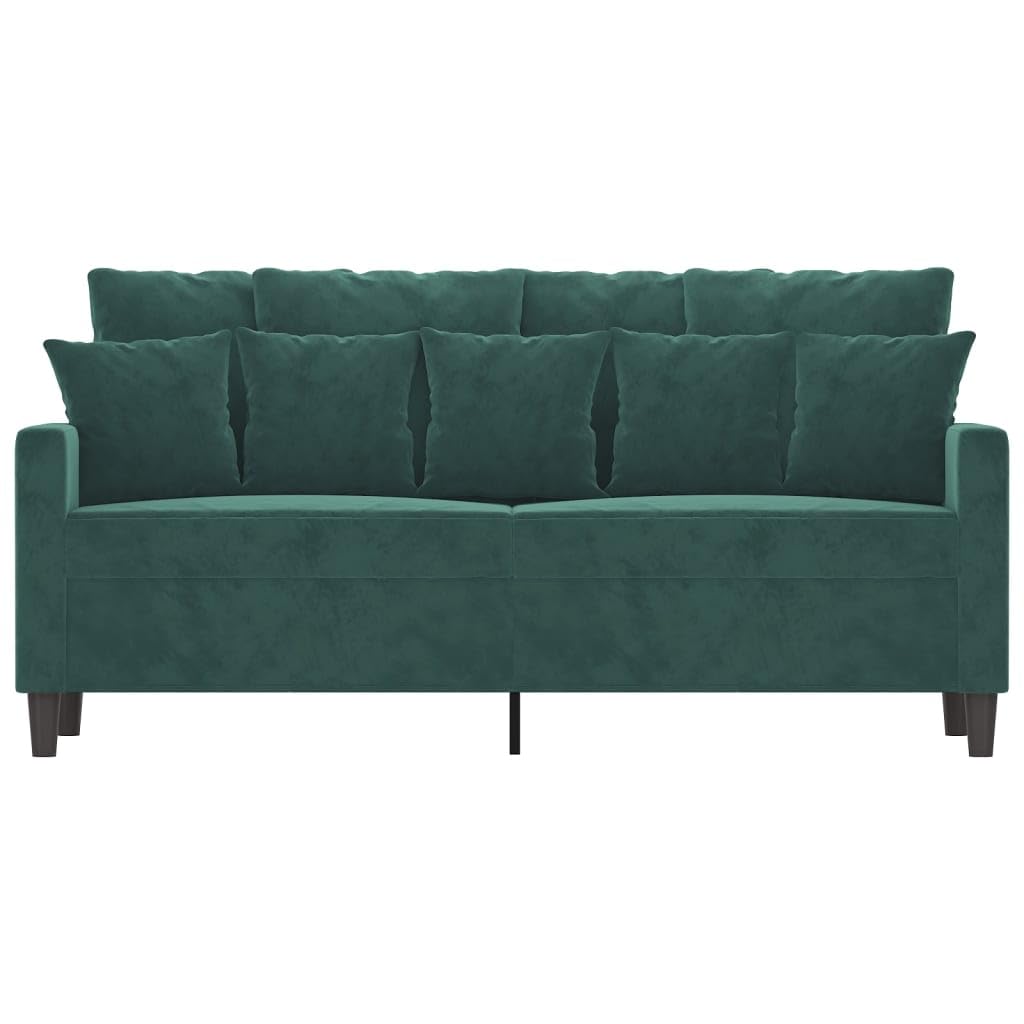 Divano a 2 posti, verde scuro, 140 cm, in velluto, con struttura in metallo, comodo divano per soggiorno, design moderno, seduta robusta