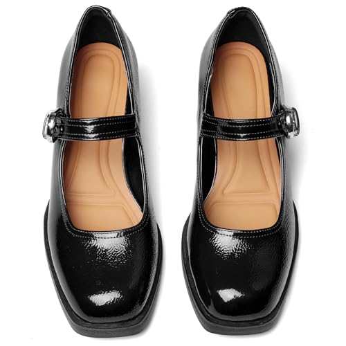 Oiamenne Mary Janes for Women Platform Chunky Heels Comfortable Square Toe Block Heels Dress Wedding Shoes4