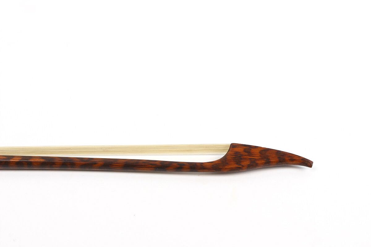 Arco para violín 4/4 de madera de serpiente, estilo barroco, ligero, bien equilibrado, pelo de caballo natural (tornillo largo)