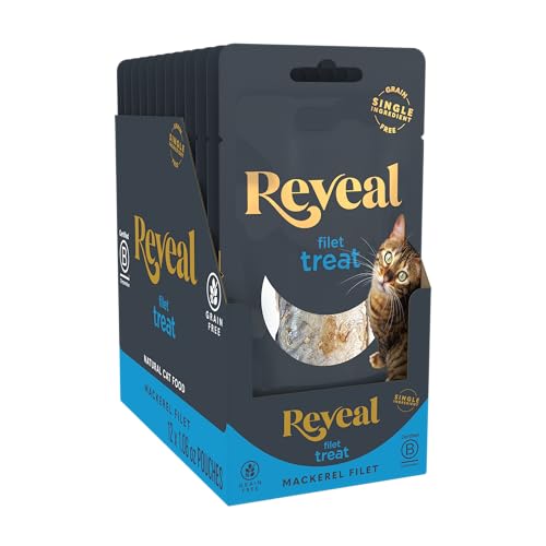 Image of Reveal Whole Mackerel Filet Cat Treats 12-Pack 1.06 oz Loins | 100% Natural, High Quality Protein, Single Ingredient, Grain Free, High Protein, No Fillers, No Artificial Additives