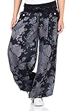 DH054 - passend für Konfektionsgröße 36-42. Super leichte und sehr bequeme Freizeithose mit Blumenprint. Durch den lockeren Schnitt und den leichten Baumwollstoff haben Sie in dieser Hose jede Menge Bewegungsfreiheit. Unkomplizierte Haremshose ohne drückende Verschlüsse. Gute Wahl für Yoga, Joggen, Spazierengehen, Tanzen und Fitness im Fitnessstudio oder für Ihre tägliche Freizeitkleidung.