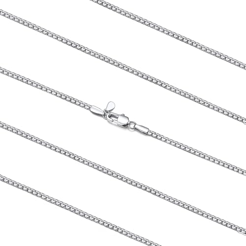 FaithHeart Mens Black/Silver/Gold Stainless Steel Flat Box Link Chain Necklace, Stylish 2/4/6/8mm Width Box Chains Necklaces for Men Non Tarnish Hip Hop Chain Jewelry Gifts,14"-30" Length 18