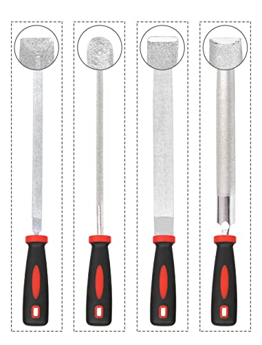Yklp 8Inch Diamond Coated File Plastic Handle Hand Tools For Grinding On Glass, Stone, Marble, Rock, Bone (4 Pcs) #TOP1