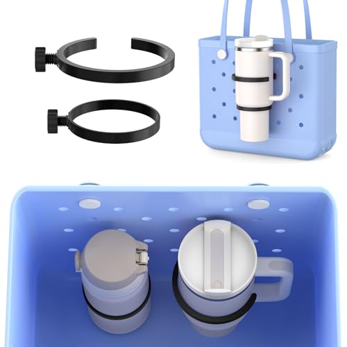 OUTXE 2 Pack Cup Holder for Bogg Bag, Fits 16-30oz Stanley, Insert Drink Holder Attachment Compatible with All Bogg Bags & Simply Southern Beach Tote Bag (30oz-Black)