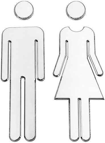 Toilet Signs For Door Wall, Diy Man And Woman Sticker, 20x6.5cm Wc Sign Decals Restroom Washroom Signage Plaque Decor Removable(