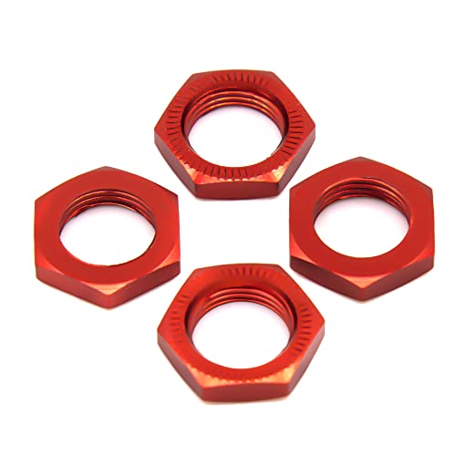4PCS 17mm Wheel Nut Hex Adapter Thread Pitch 1.25mm for Some RC Hobby Model Car Hobao Wheel Nut 1/8 RC Model Car Accessorys(4pcs Red)