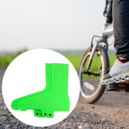 predolo 2 piezas cubiertas para zapatos impermeables a prueba de viento de silicona para ciclismo, color verde talla L miniatura 4