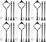 BetterJonny 6 Sets 3 Tier Cake Plate Stand Stand Handle, Cake Stand Hardware Handle Fittings Hardware Holder for Wedding and Party Making Dessert Platter Stand（Black）