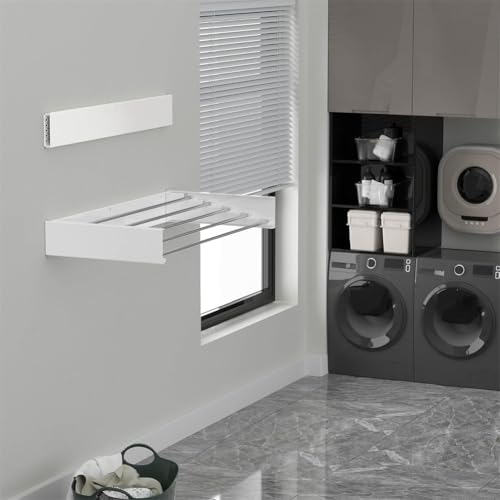 Creperture Wäscheständer Ausziehbarer, 80CM Platzsparend Wäscheständer klappbar zum Aufhängen von Kleidung, Haushalt Wandmontierter Wäscheständer für den Innenbereich,Badezimmer, Balkon