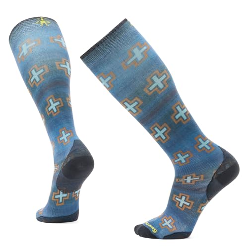 Smartwool Men's Ski Zero Cushion Paths Crossed Print Over The Calf Socks