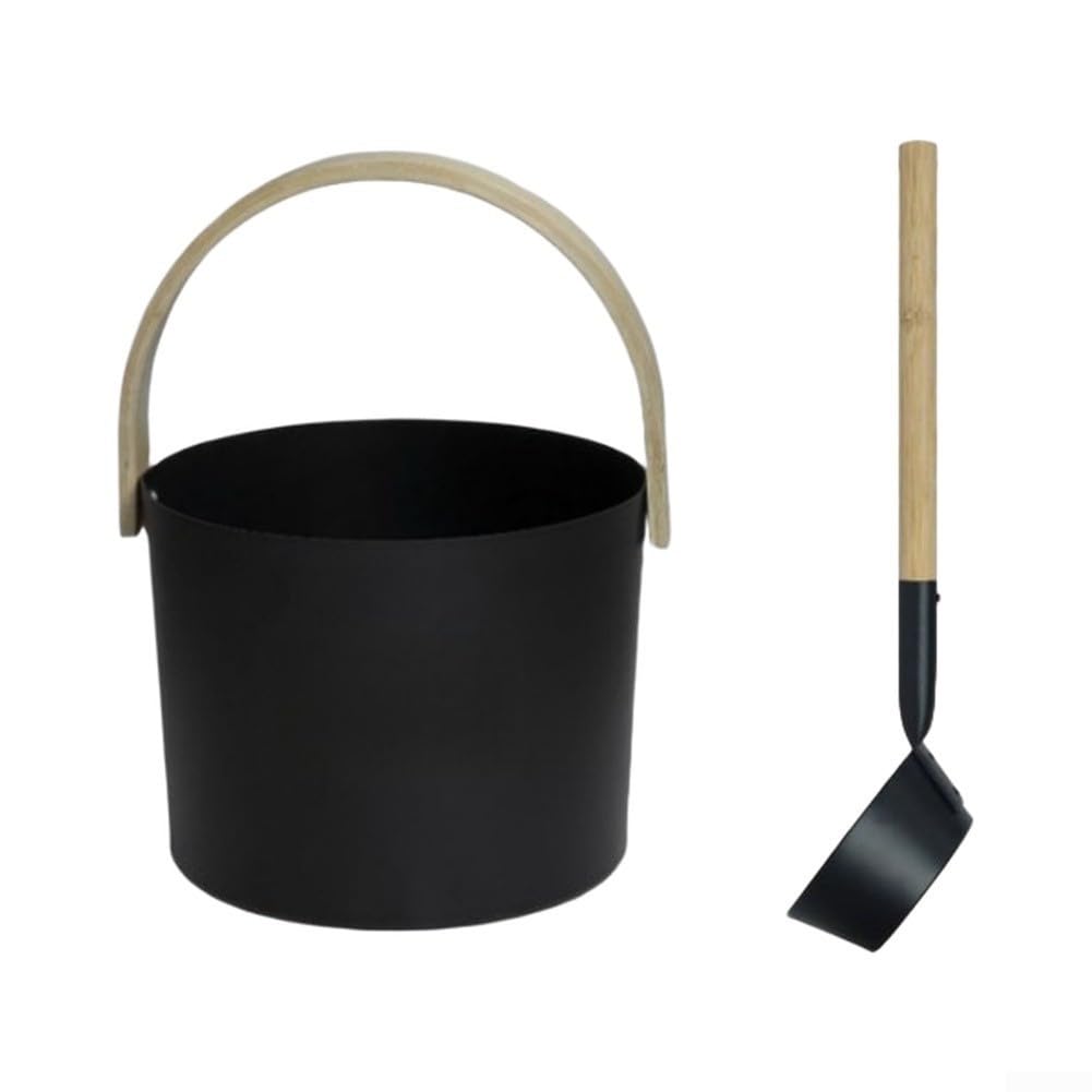 Secchio Sauna Alluminio 7L Nero con Mestolo Secchio Sauna Alluminio