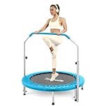 SereneLife 40" Foldable Mini Trampoline - Compact Fitness Trampoline for Kids Adults, Exercise Rebounder with Foam Handle, Indoor/Garden Workout Equipment, Max Load 150/220 lbs