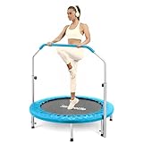 SereneLife Fitness Trampolin Indoor, Ø 102 cm – Faltbarer Rebounder mit Rückprall & Höhenverstellbarem Griff, Bis 150KG, ideal für Zuhause, Cardio, Sport & Training