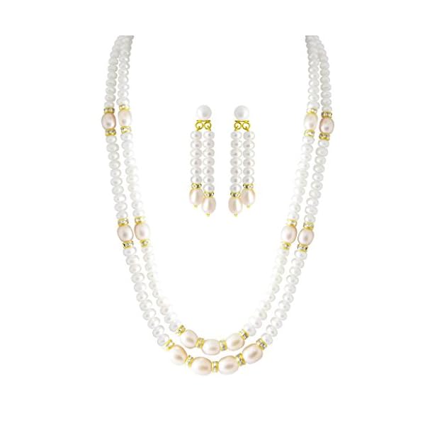 Sri Jagdamba Pearls Dealer Gold-Plated Multi-Strand for Women | Necklace to Gift Women & Girls| With Certificate of Authenticity AAA Quality