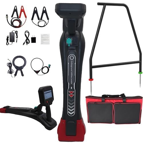 VTSYIQI Underground Pipeline Locator Kit Digital Underground Cable Locator Kit Underground Utility Locating Equipment with A Frame 65.8 Feet Deep 20 Cables Transmitter Receiver USB Interface