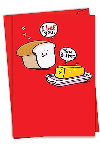NobleWorks - Funny Adult Valentine's Day Card - Naughty Humor for Valentine, Notecard with Envelope (1 Card) - Bread and Butter C9234VDG