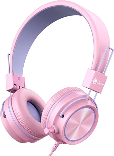 iClever Casque Micro Enfant Microphone Extensible Rotatif - 94 DB - sans Volume - Pliable - pour PS4/Xbox One/Switch/PC/tablett (Rose) Cover