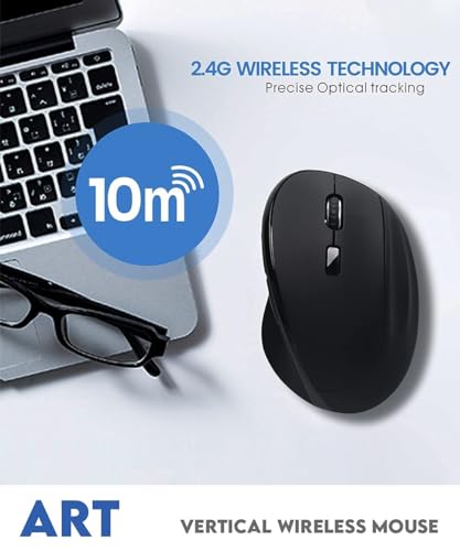 Image of Electro Wolf Art Ergonomic Mouse, Unique 56 (Degree) Vertical Wireless Mouse - 2.4GHz Optical Vertical Mice 6D with 3 DPI Modes (Art)