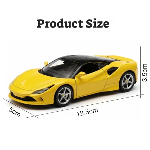 Image of SHAKTISM Die-Cast Metal Car Toy -1:36 Scale, Opening Doors, Pull Back Function, Collectible Toy, Racing Car for Kids Birthday Gift for Boys Girls (Yellow Ferrari Diecast)