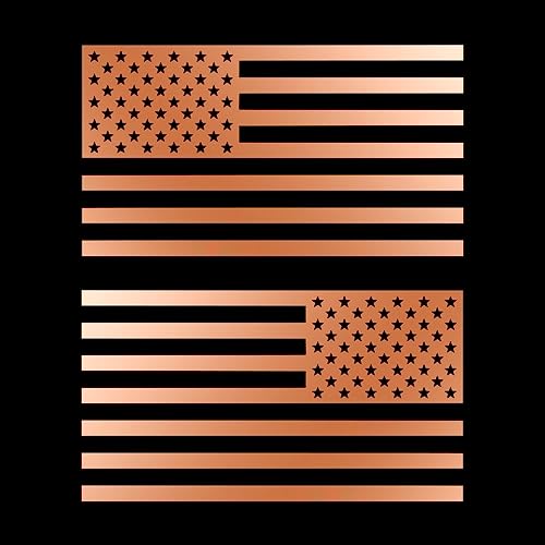 Image of American US Flag [Pick Color /Size] Vinyl Decal Sticker for Laptop /Car /Truck /Window /Bumper (10in Subdued Pair, Metallic Copper)