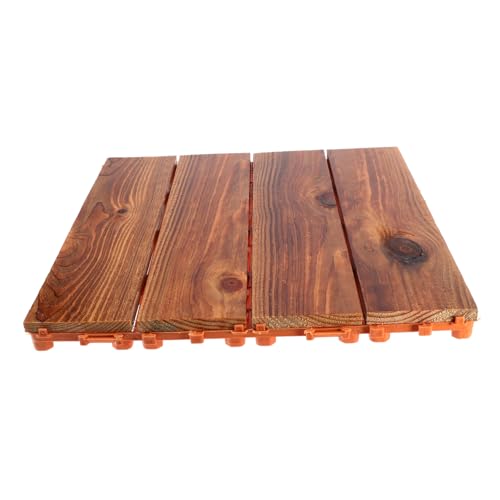 PartyKindom Anticorrosive Wood Floor Outdoor Interlocking Patio Flooring Tile for Balcony Garden Diy Decking