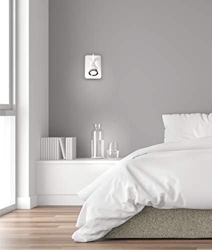 Applique murale LIX, spot LED, spot réglable et rotatif pour intérieur, lumière blanche chaude, 5 W et 450 lumens, 3000 K, finition laquée blanche combinée avec chrome - Image 8