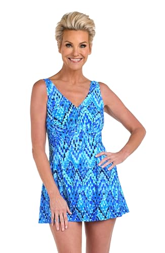 Maxine of Hollywood Women's V-Neck Swim Dress One Piece Swimsuit