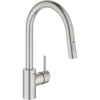 Grohe Concetto 32659001 Kitchen Sink Mixer Tap with Flat Spout Pivoting Range 140