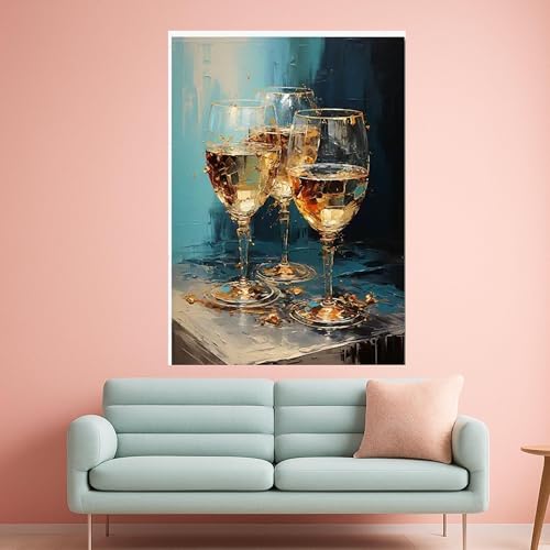 Tableau sur toile verres à vin pour sublimer un mur vide sans effort 50x75
