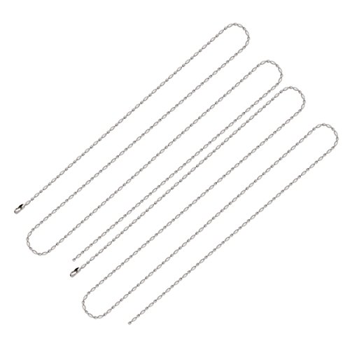 Aexit 2pcs Stainless Lighting fixtures and controls Steel Clasp Ball Chain Keychain Silver Tone 2.4mm Diameter 90cm Length