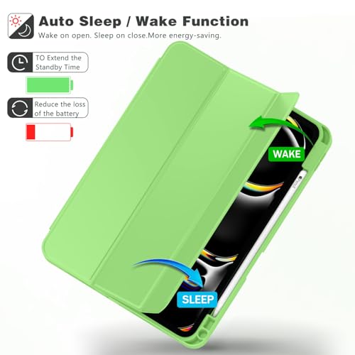 Image of ZryXal New iPad Pro 13 Inch Case (M5) 2025 / (M4) 2024 with Pencil Holder, Smart iPad Case [Support Pencil Pro and Pencil (USB-C)], Support Touch ID and Auto Wake /Sleep (Grass Green)