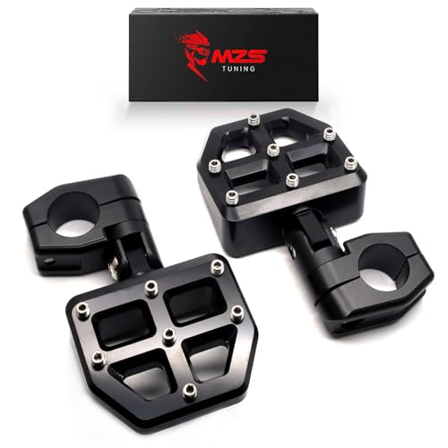 Image of MZS Motorcycle Highway Pegs, 1.25 inch Highway Foot Pegs Mount Short CNC Aluminum Compatible with Road King Softail Road Electra Street Glide Sportster Vulcan Chief Boulevard for 1 1 /4 Engine Guard