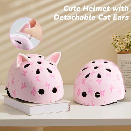 Image of Kids Bike Helmet for Girls 3-5 /5-8 /8-14, Adjustable Helmet with DIY Cat Ears, Cute Toddler Youth Helmets for Skateboard Scooter Cycling Roller Skating