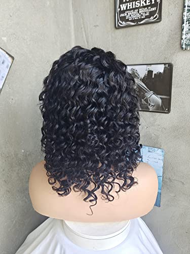 Luovce Lace Front Wig Human Hair Wigs for Women Deep Wave Wig Middle Part Peruvian Hair 4X4 Lace Wig 10 inches Natural Color - Image 3