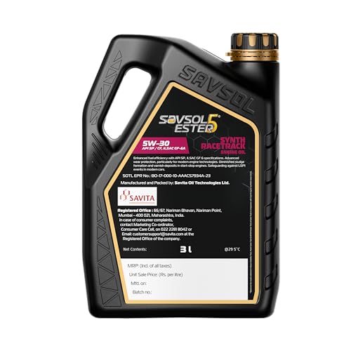 Image of SAVSOL ESTER5 SYNTH RACETRACK 5W-30, Synthetic Engine Oil for Cars (3L)