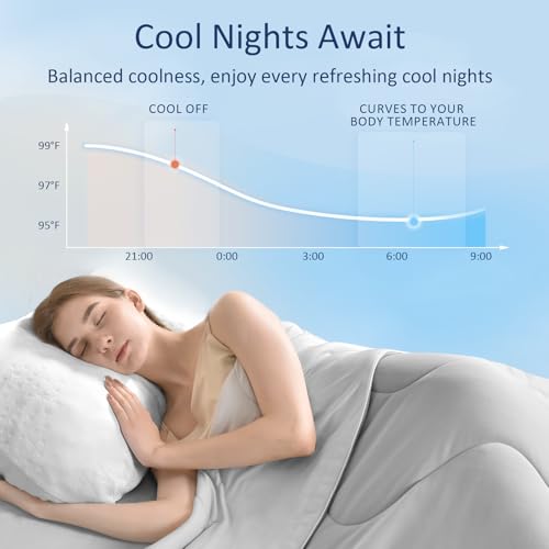 Image of Cooling Comforter for Hot Sleepers, Queen 90x90, Silver Gray | Cooling blanket feel, Q-Max >0.4 cool touch, double-sided cooling, Sorona fill, for night sweats, lightweight & breathable