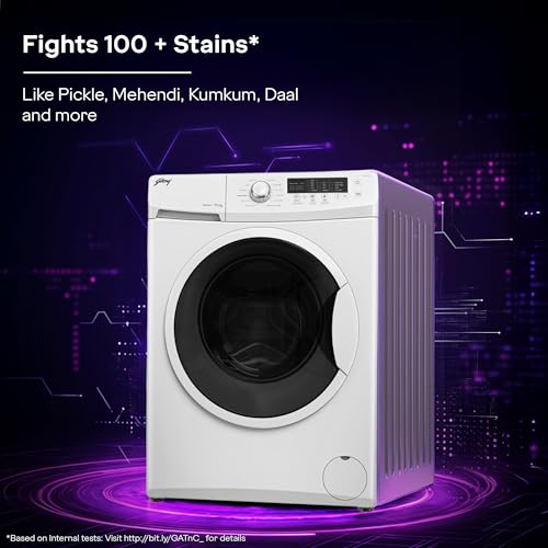 Image of Godrej 8 Kg 5 Star, AI Powered, Inbuilt Heater, Fabrisafe Drum, Eco Wash, Unbalanced Load Sensor, Stain wash, Fully Automatic Front Load Washing Machine (WFEON CRS 8012 5.0 FKEDM GLWH, Glacial White)