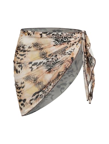 Image of ZAFUL Women's Sarong Coverups Beach Wrap Sheer Bikini Cover Up Mini Skirt | Wraps Swimwear, Cover Ups for Swimwear, Multi-Wear, Texture, Floral
