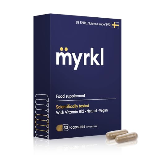 Myrkl Unique Formula Helps Reduce Tiredness and Fatigue | Probiotics L Cysteine and Vitamin B12 Helps with Morning Energy | Food Supplement Natural Vegan 30 Capsules