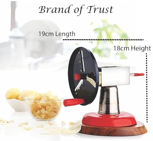 Image of Stainless Steel Potato Chips Slicer Cutter Manual Wafer Maker Machine for Home, Vegetable Fruit Slicing, Ergonomic Handle, Hand Operated Aloo Chips Maker, Kitchen Wafer Cutting Device