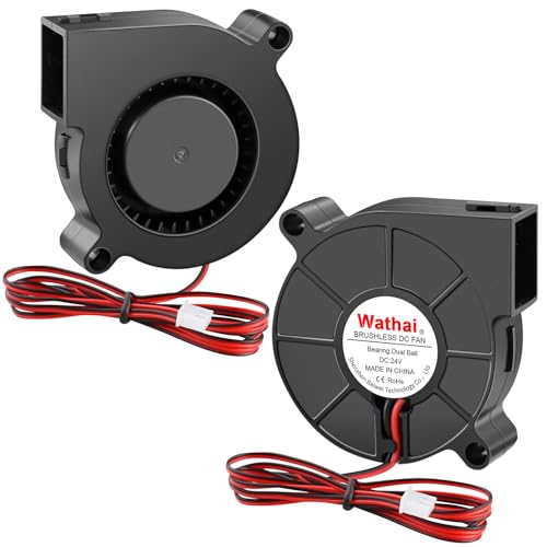 Wathai 50mm 5015 Blower Fan 24V Small Turbo Cooling with 39 inch Cable 2p
