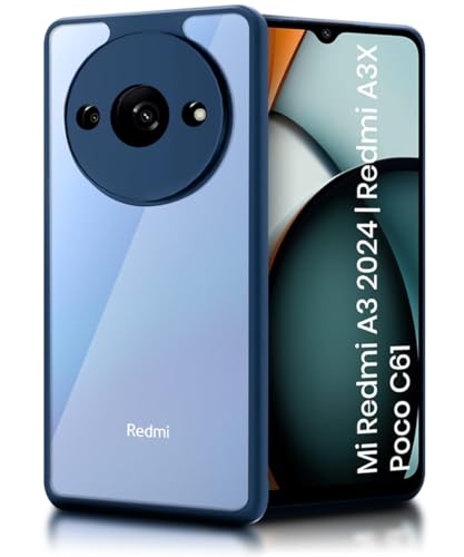 Image of WOW IMAGINE Shockproof Hybrid Back Cover for Mi Redmi A3 2024 | Redmi A3X | Poco C61 | Hard Slim fit Back Case | PC & TPU | Clear Transparent Case - Blue