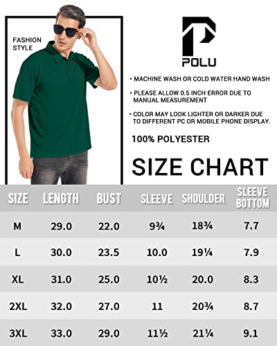 Polu Men's Polo Shirts Short Sleeve Dry Fit Casual Collared 3 Button Performance Polo Golf Tennis Tactical Polo T-Shirt Green Xl #TOP5