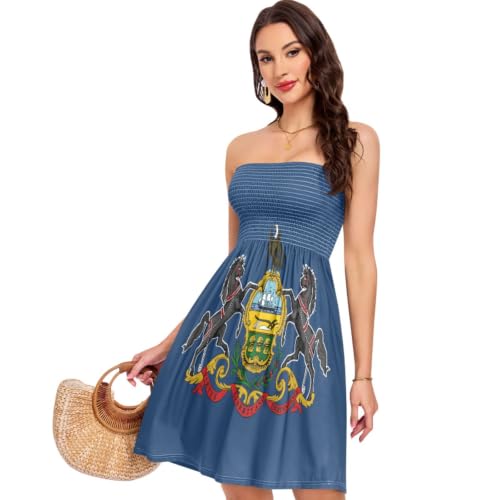 Robe d'été sans bretelles fluide au motif drapeau de Pennsylvanie pour femme