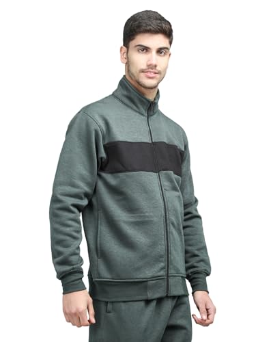 Image of CHKOKKO Fleece Men Winter Sports Running Zipper Collared Neck Stylish Jacket