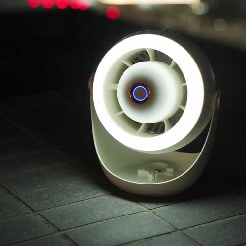 Ventilateur de bureau USB rechargeable et suspendu avec éclairage LED nomade