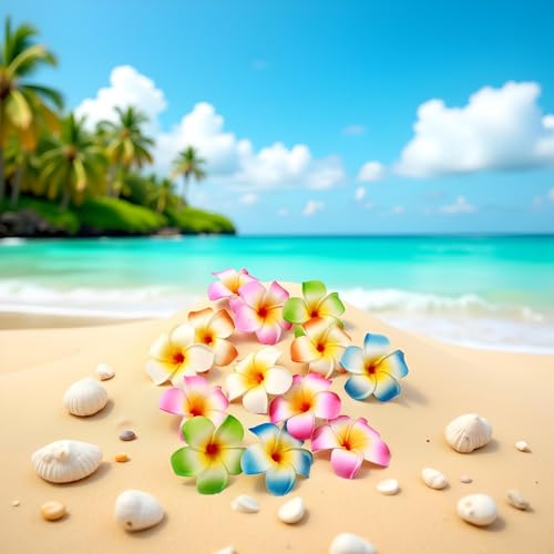 10 Piezas Pinzas para el Cabello con Flores Plumeria de Hawaii Coloridas miniatura 4