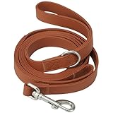 HGTC Silicone Dog Leash with Double Handles,Waterproof and Odorless,for Large Dogs,Leather-Like, 6FT,Brown